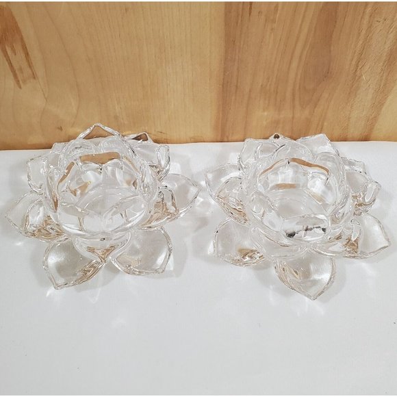 2012 Partylite Lotus Flower Votive Holder set of 2 tealights P91289 floral - Picture 3 of 12